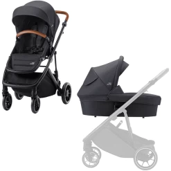 Britax Römer Kombikinderwagen Strider M Inklusive Regenverdeck Black Shadow